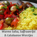 Warme Salsa, Saffraanrijst en Catalaanse worstjes